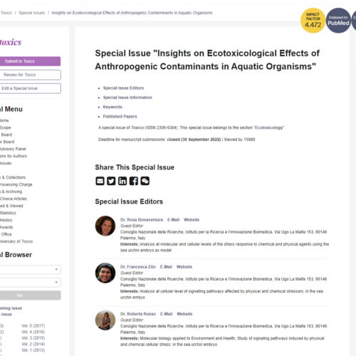 Special Issue on Insights on Ecotoxicological Effects of Anthropogenic Contaminants in Aquatic Organisms