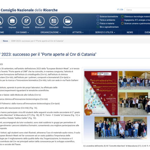 EBW 2023: successo per il “Porte aperte al Cnr di Catania”